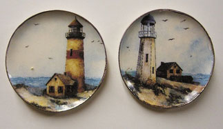 Dollhouse Miniature 2 Lighthouse Platters